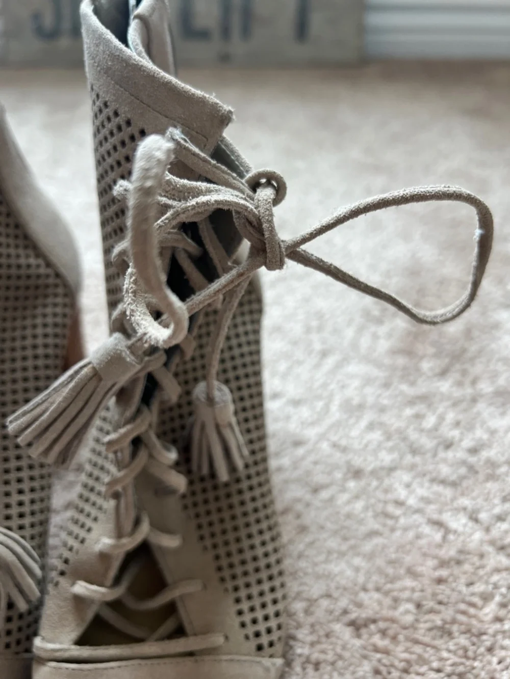 Marc Fisher Shaini Taupe Suede lace up Bootie